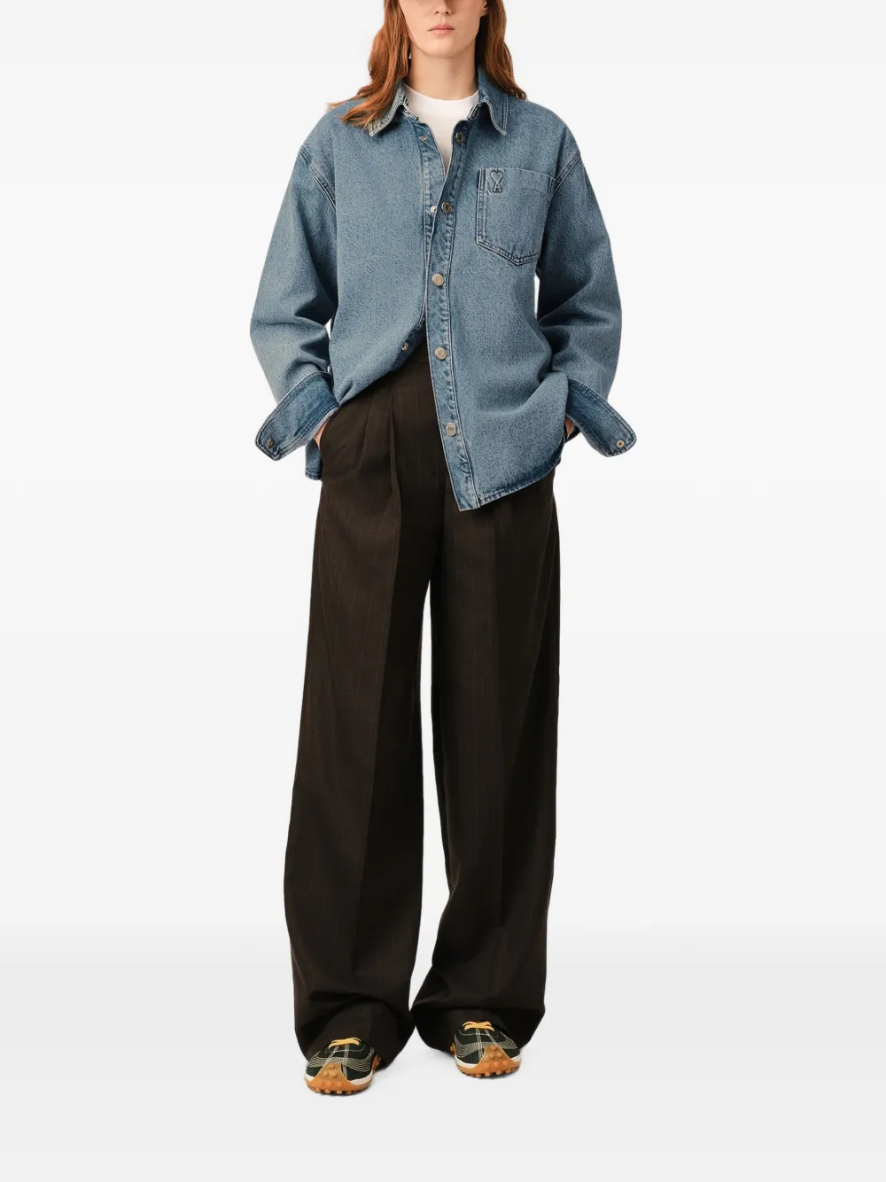 AMI Paris Shirtjack met Ami de Coeur Blauw