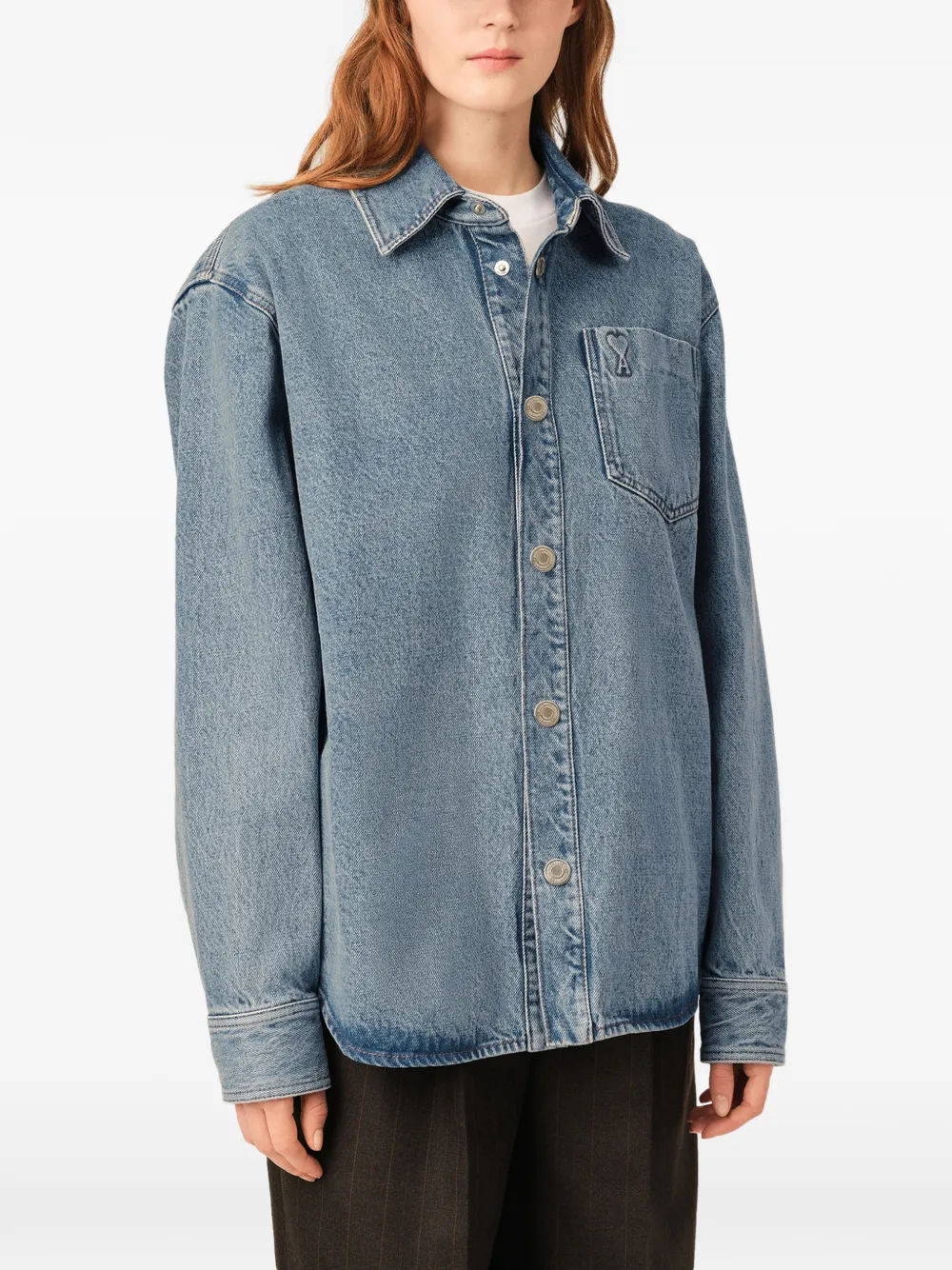 AMI Paris Shirtjack met Ami de Coeur Blauw