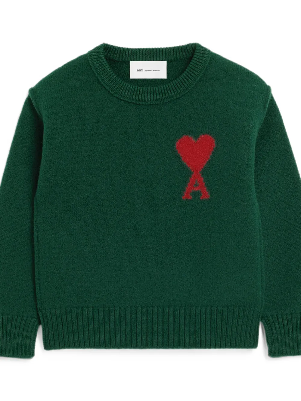 AMI Paris Wollen trui met opgerolde hals met Ami de Coeur Groen