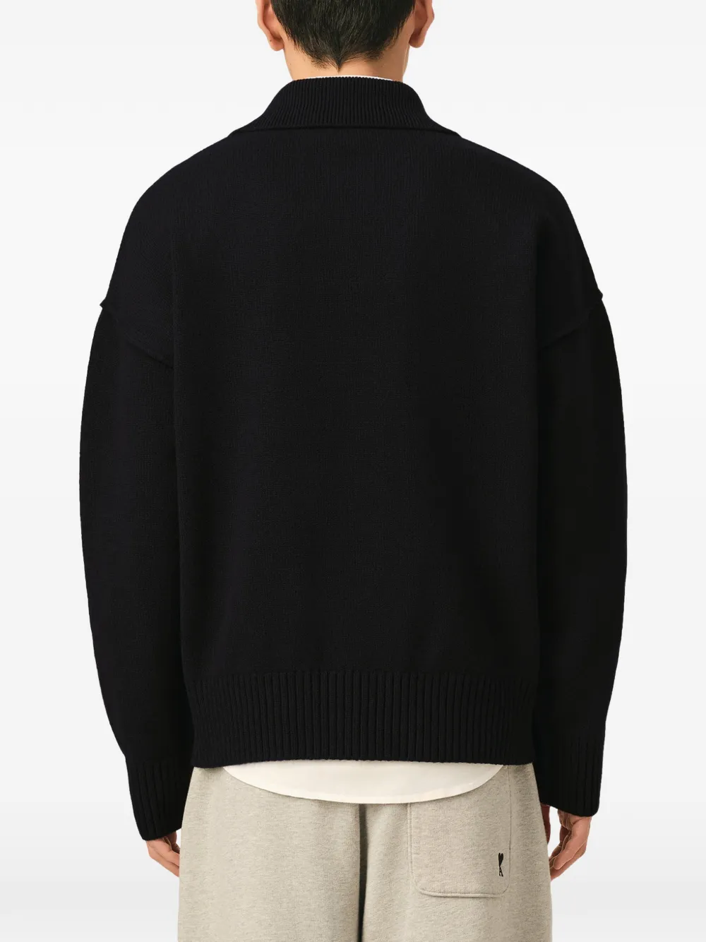 AMI Paris Wollen poloshirt met Ami de Coeur Zwart