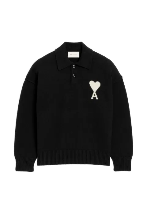 AMI Paris wool polo with Ami de Coeur