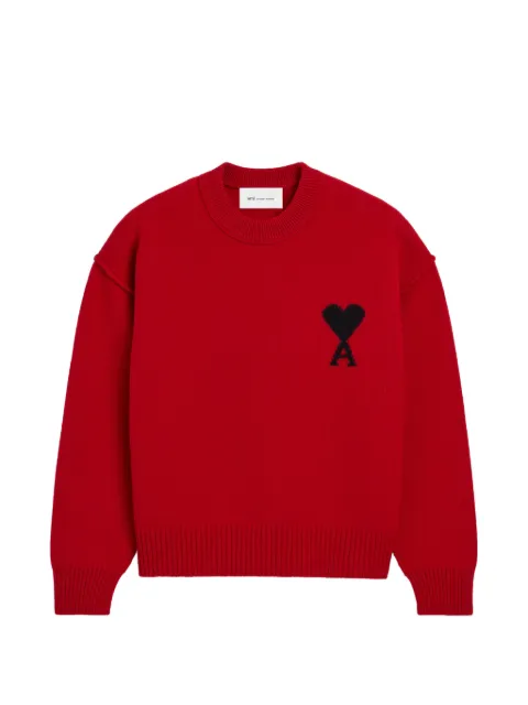 AMI Paris crew-neck wool sweater with Ami de Coeur