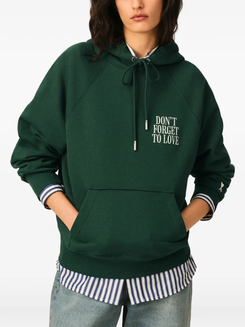 AMI Paris Katoenen hoodie met tekst Groen