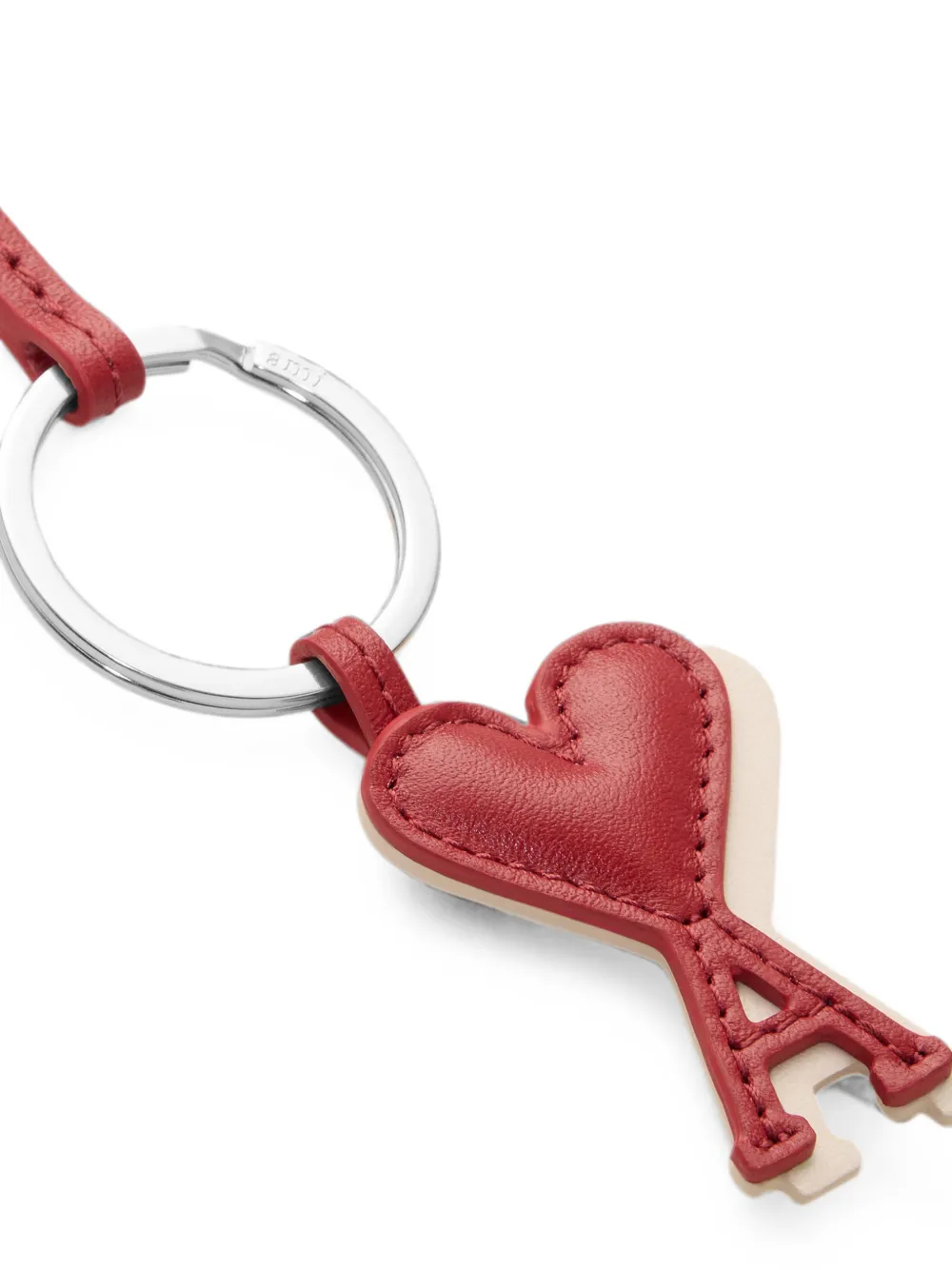AMI Paris Leren sleutelhanger met Ami de Coeur Rood