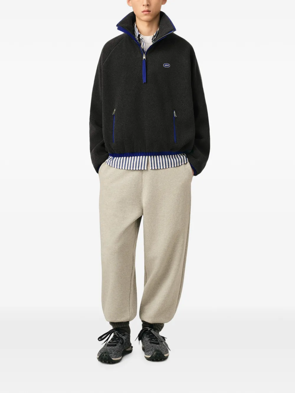 AMI Paris Fleece jack met Ami-patch Grijs