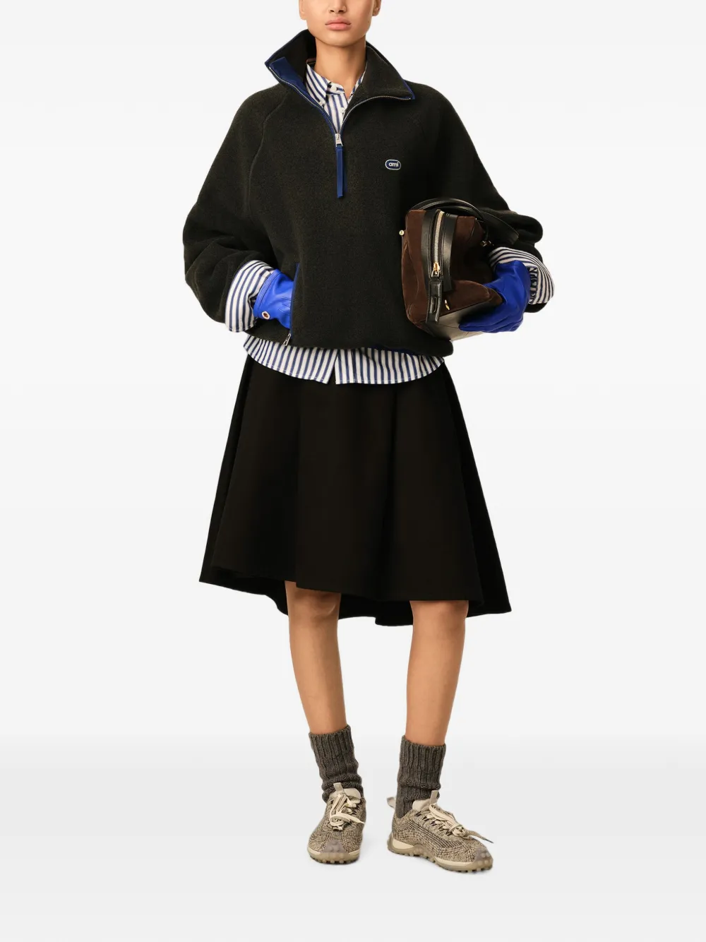 AMI Paris Fleece jack met Ami-patch Grijs