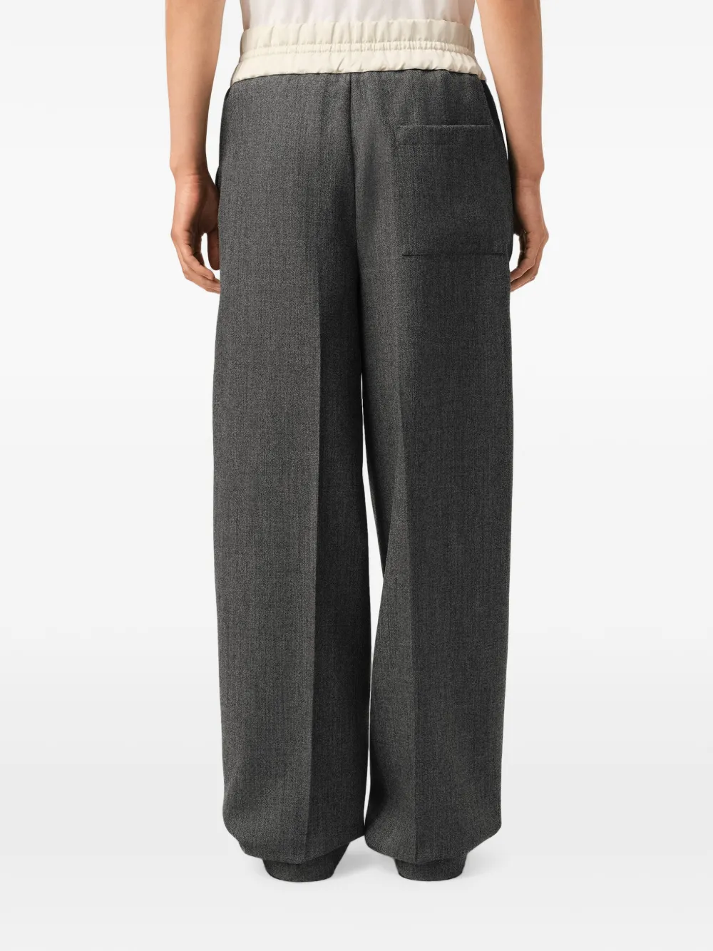 AMI Paris Wollen en satijnen broek met elastische taille Grijs