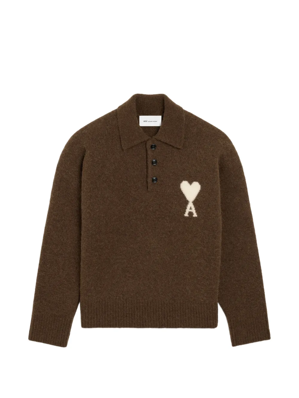 AMI Paris Polo Ami de Coeur in alpaca - Marrone