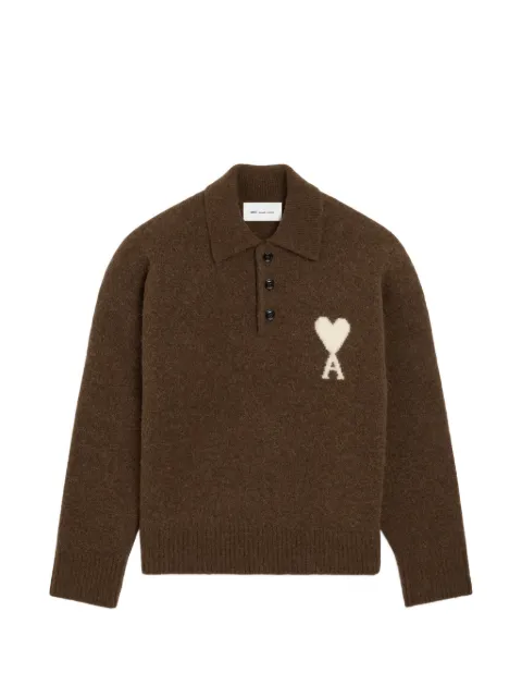 AMI Paris polo i alpaka med Ami de Coeur