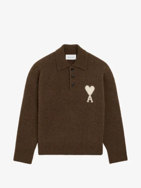 AMI Paris alpaca polo with Ami de Coeur