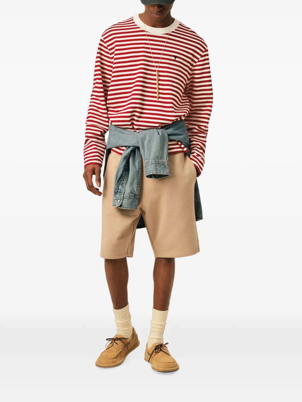 AMI Paris Mariniere katoenen T-shirt met Ami de Coeur Rood