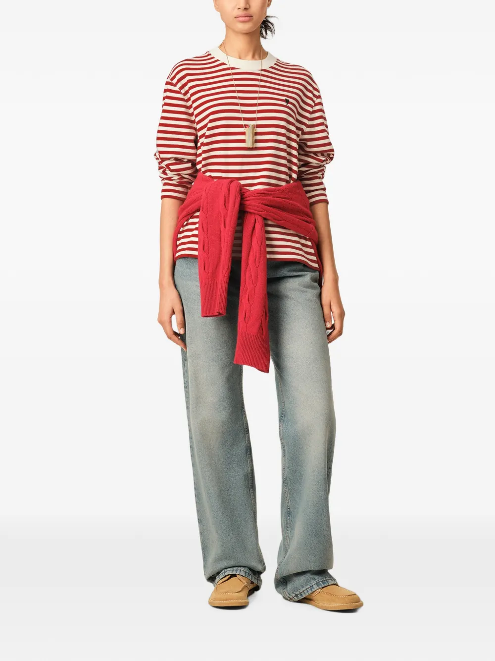 AMI Paris Mariniere katoenen T-shirt met Ami de Coeur Rood