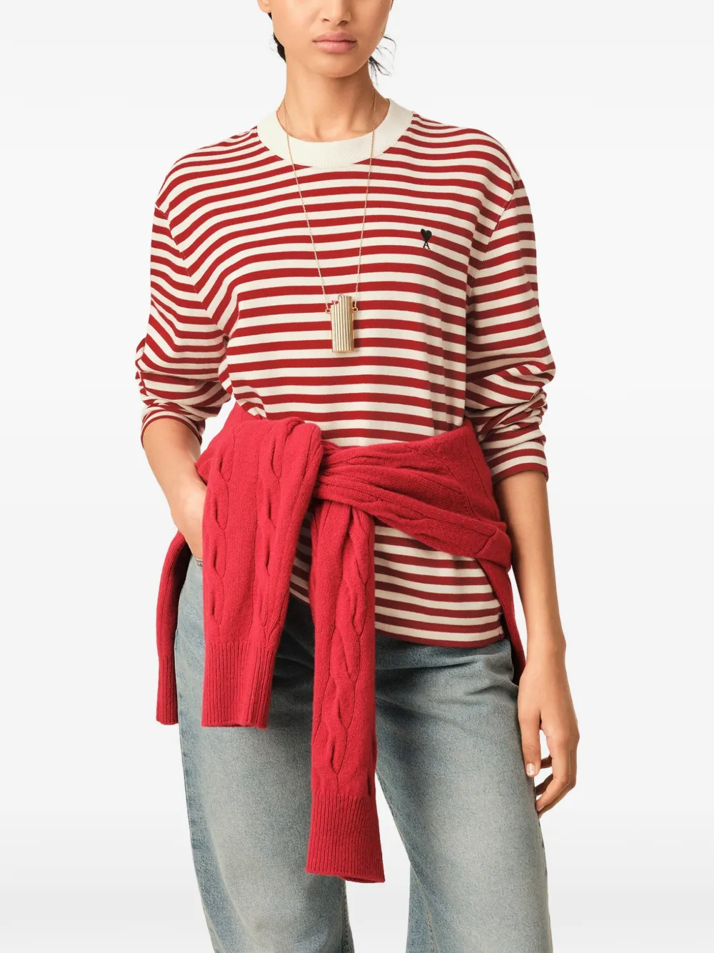 AMI Paris Mariniere katoenen T-shirt met Ami de Coeur Rood