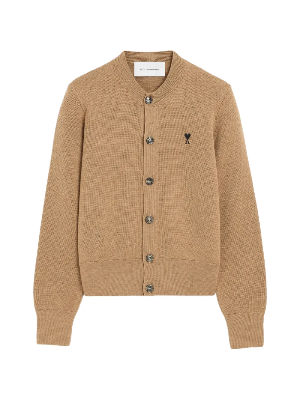 AMI Paris crew-neck wool cardigan with Ami de Coeur - Toni neutri