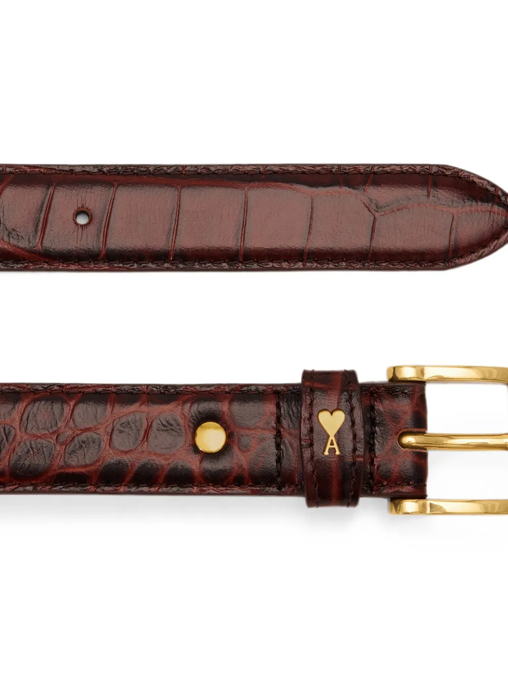 AMI Paris leren riem 25 mm Bruin
