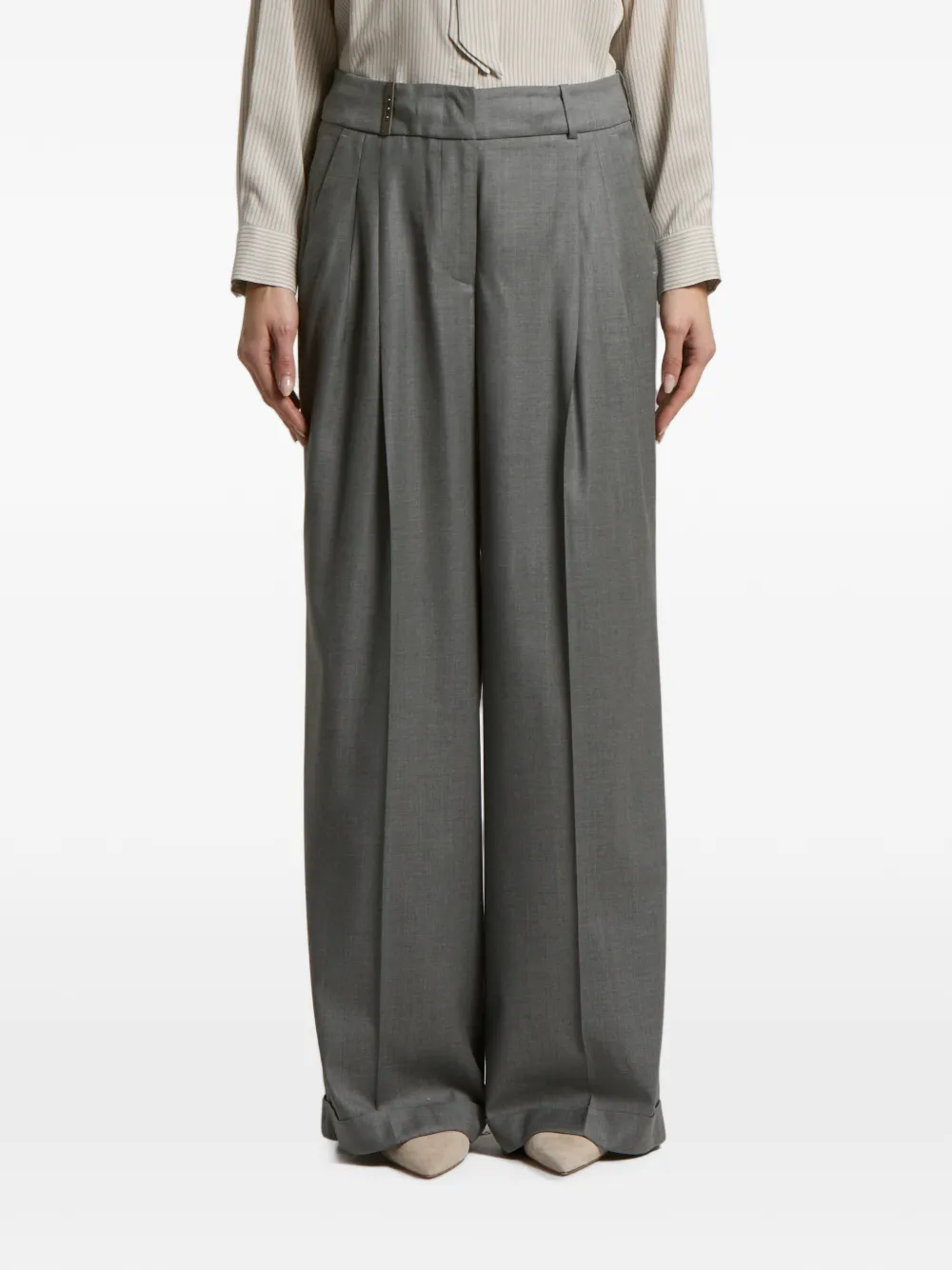 Peserico pleated twill trousers - Grigio