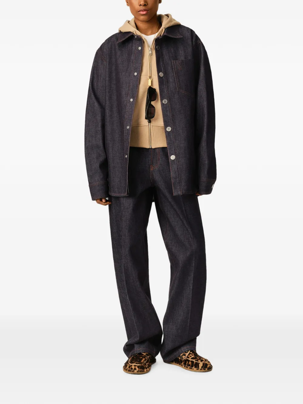 AMI Paris Katoenen shirtjack met Ami de Coeur Blauw