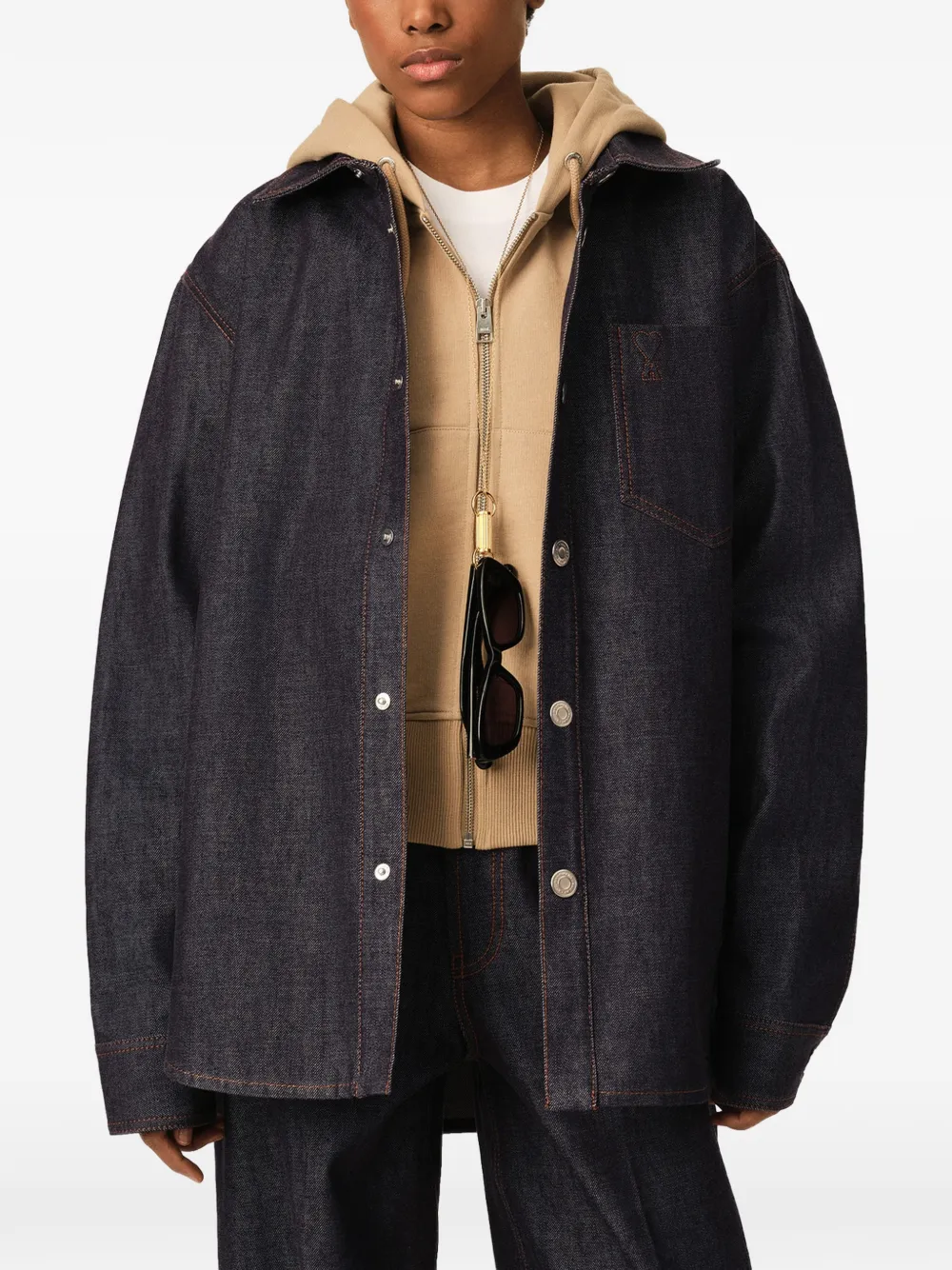 AMI Paris Katoenen shirtjack met Ami de Coeur Blauw