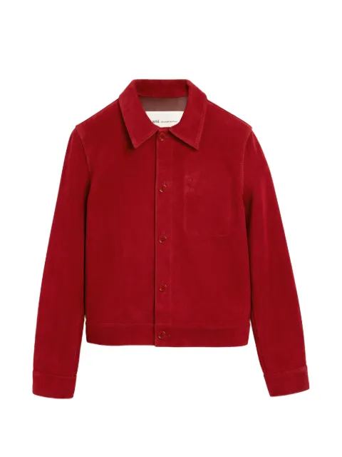 AMI Paris Suede leather jacket with embossed Ami de Coeur