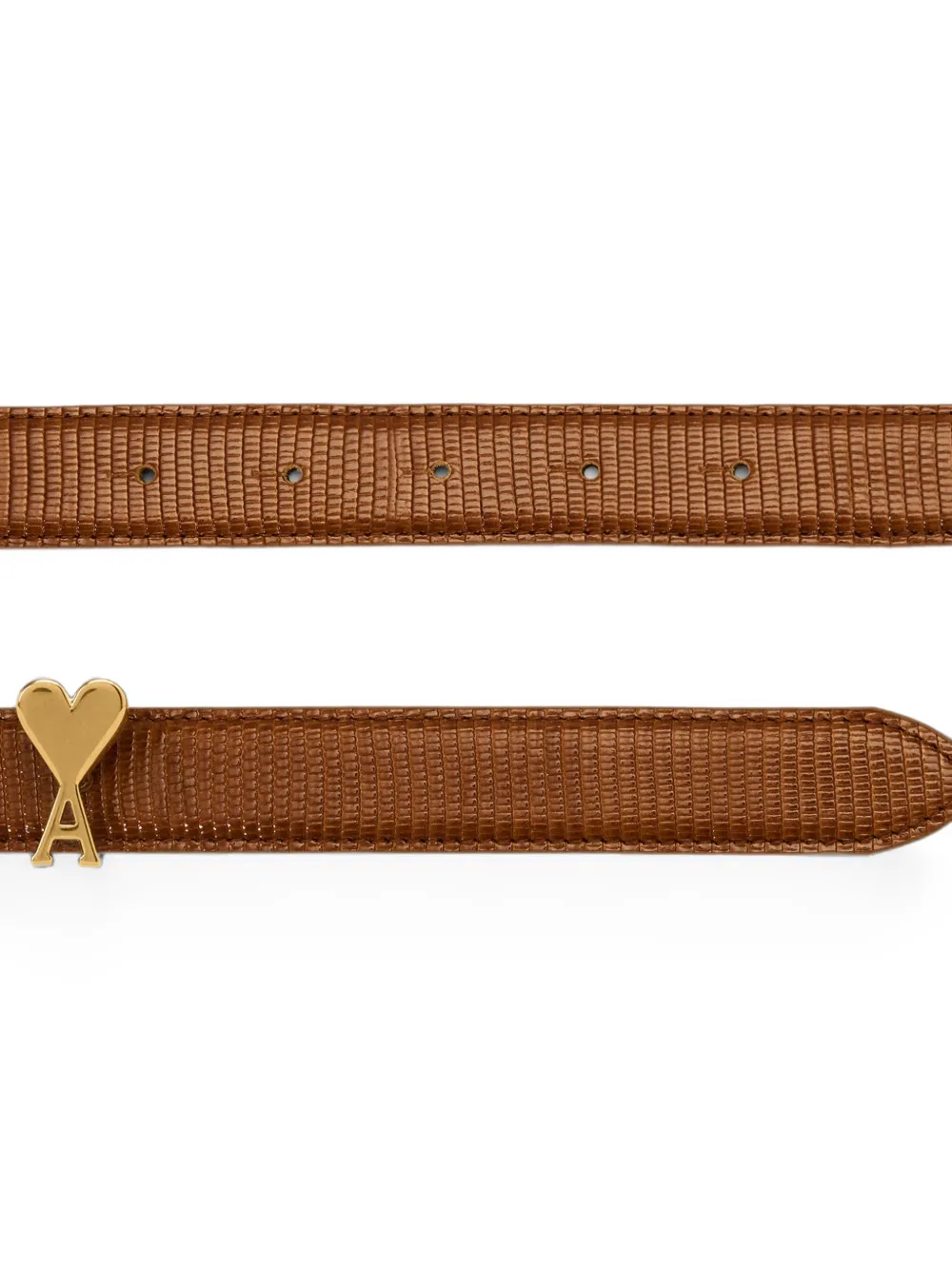 AMI Paris Leren riem met Ami de Coeur gesp Bruin