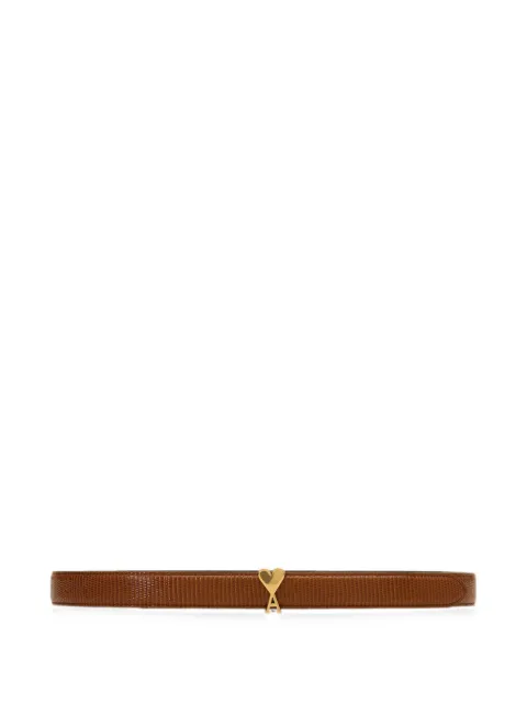 AMI Paris Lizard cowhide leather belt 25mm with Ami de Coeur buckle
