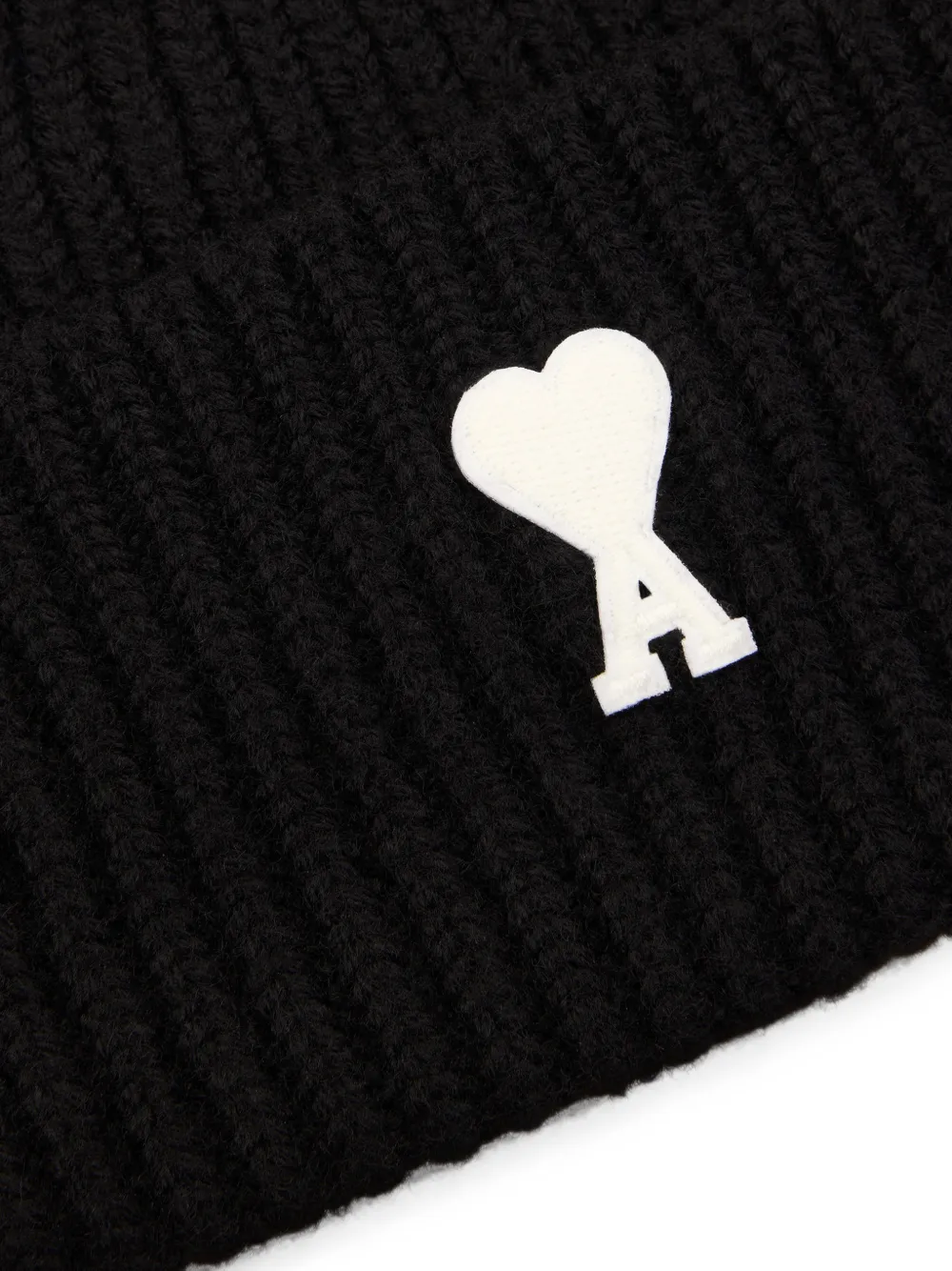 AMI Paris Zwarte wollen muts met Ami de Coeur