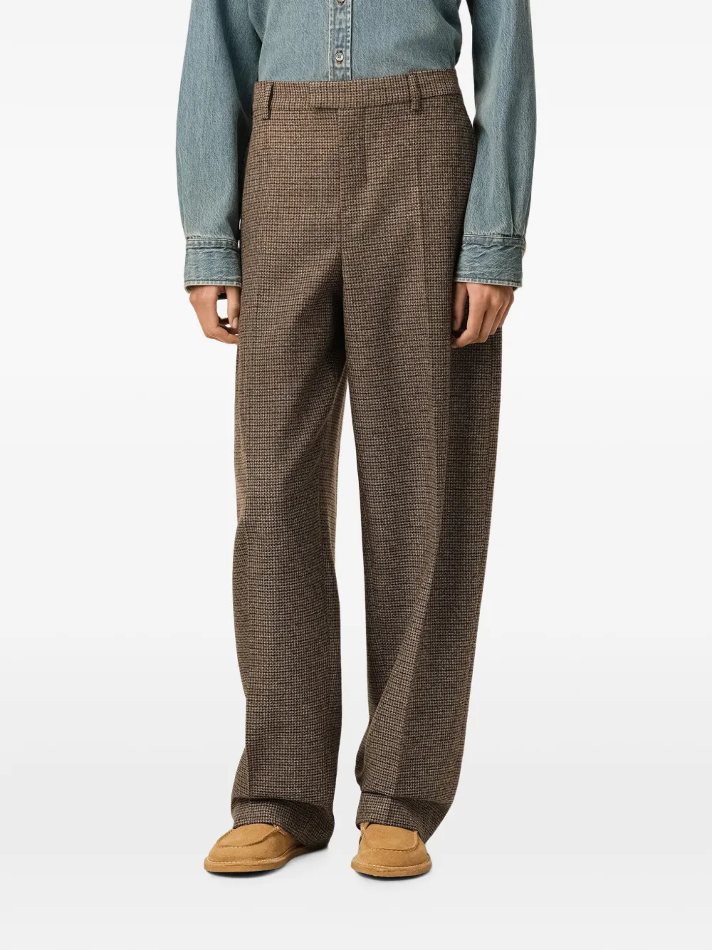 AMI Paris Brown Houndstooth Balloon-fit Wool Trousers, view 4
