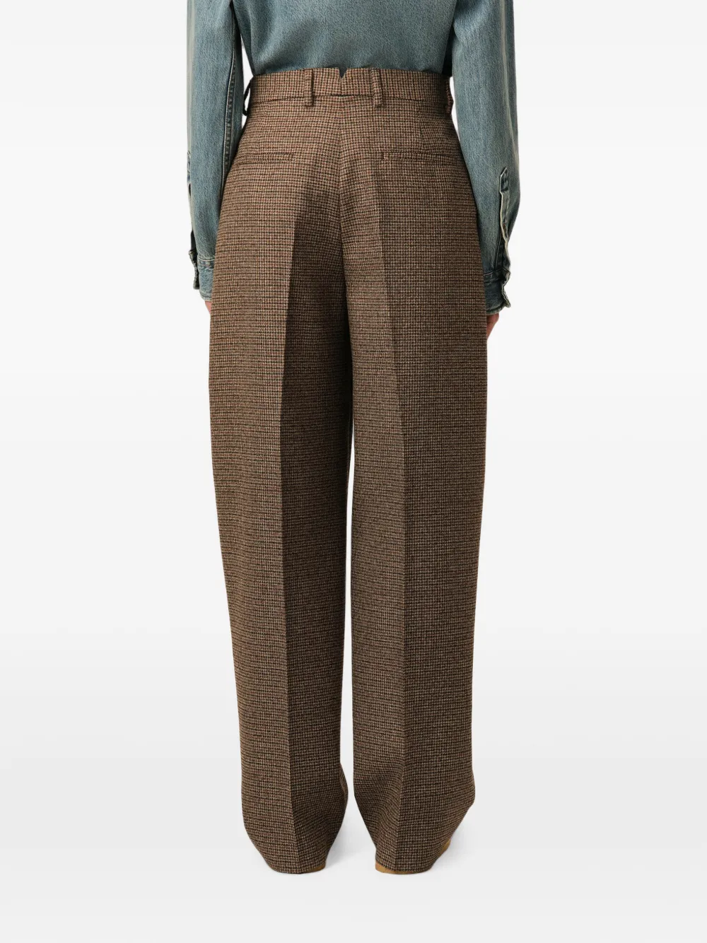 AMI Paris Brown Houndstooth Balloon-fit Wool Trousers, view 5