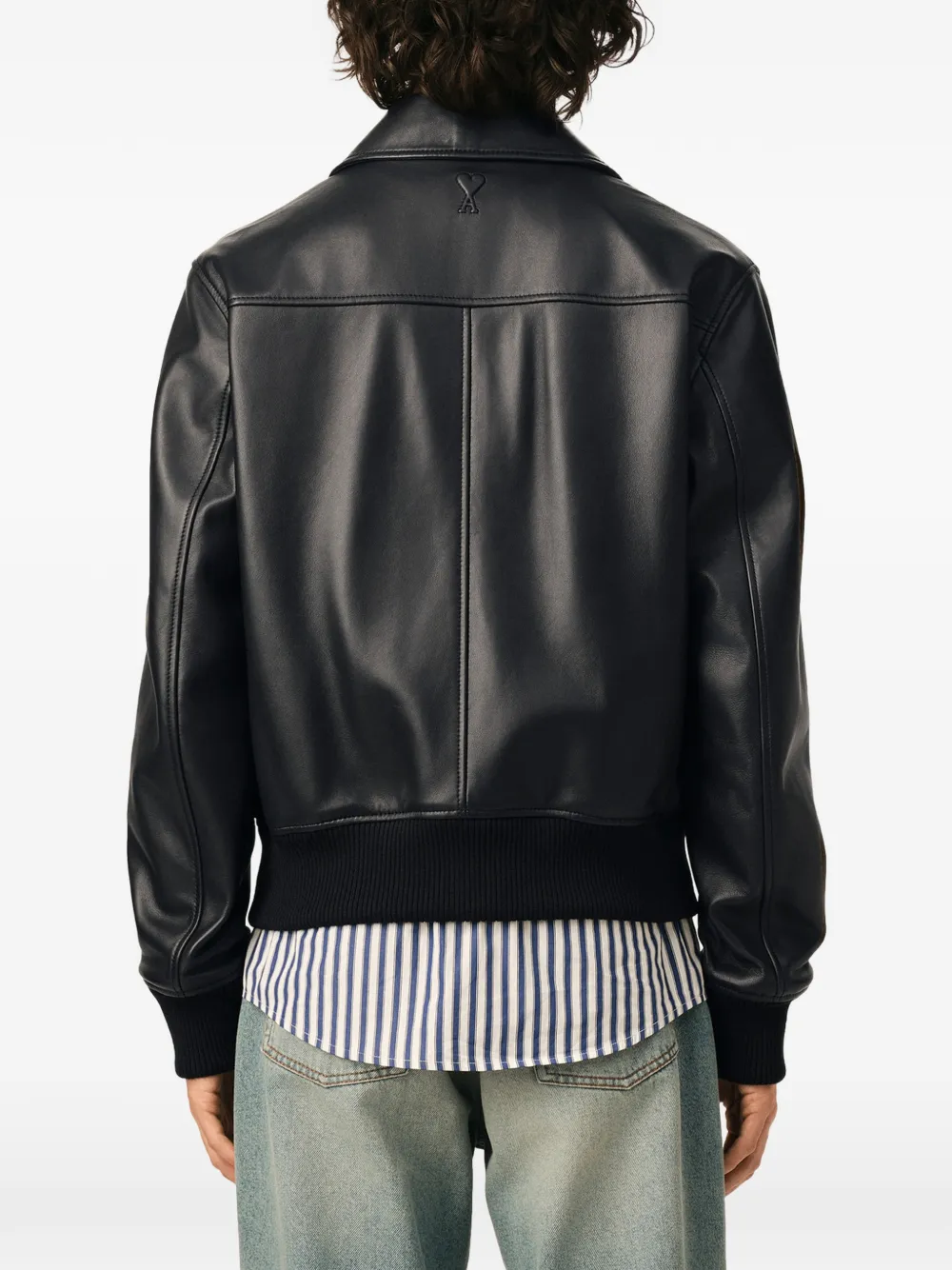 AMI Paris Jack met rits van lamsleer Zwart