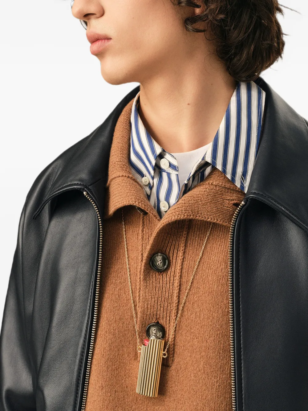 AMI Paris Jack met rits van lamsleer Zwart
