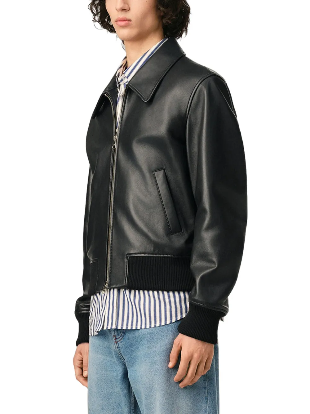 AMI Paris Jack met rits van lamsleer Zwart