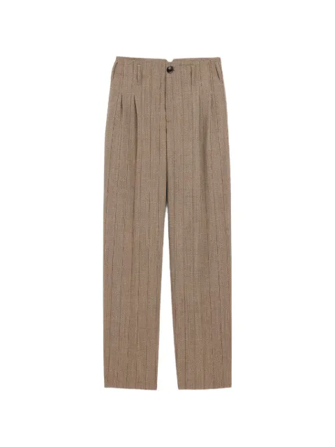 AMI Paris brown striped wool two-pleats trousers