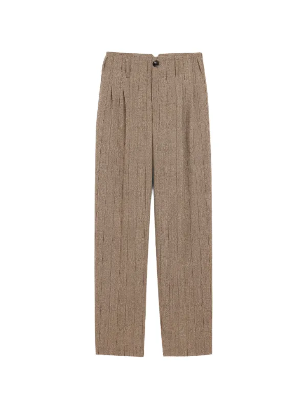 Ami Paris Brown Striped Wool Two-pleats Trousers