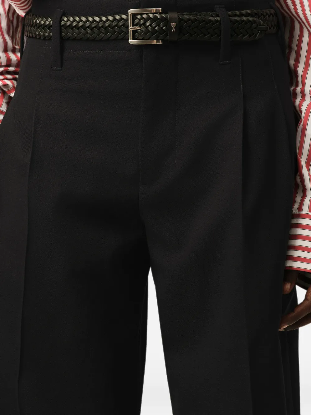 AMI Paris Wollen broek met plooien Zwart