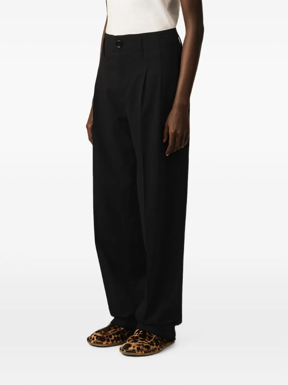 AMI Paris Wollen broek met plooien Zwart