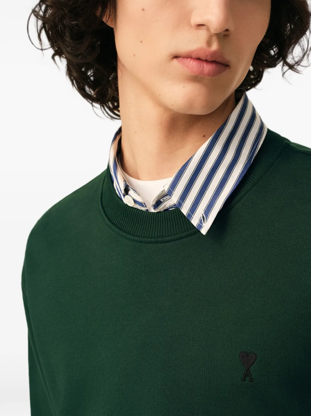 AMI Paris katoenen sweater met Ami de Coeur Groen