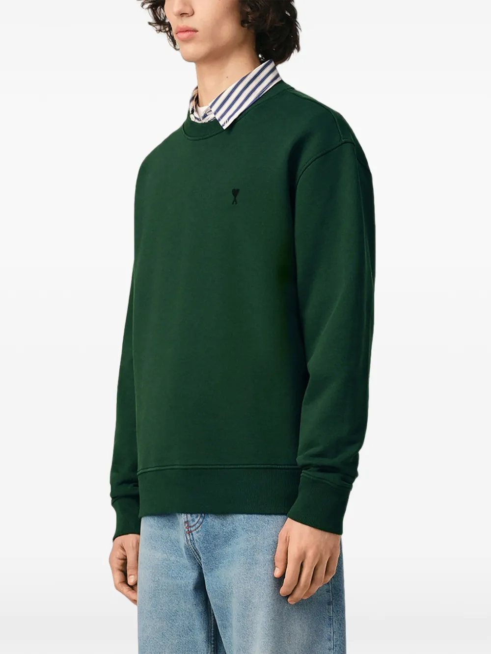 AMI Paris katoenen sweater met Ami de Coeur Groen