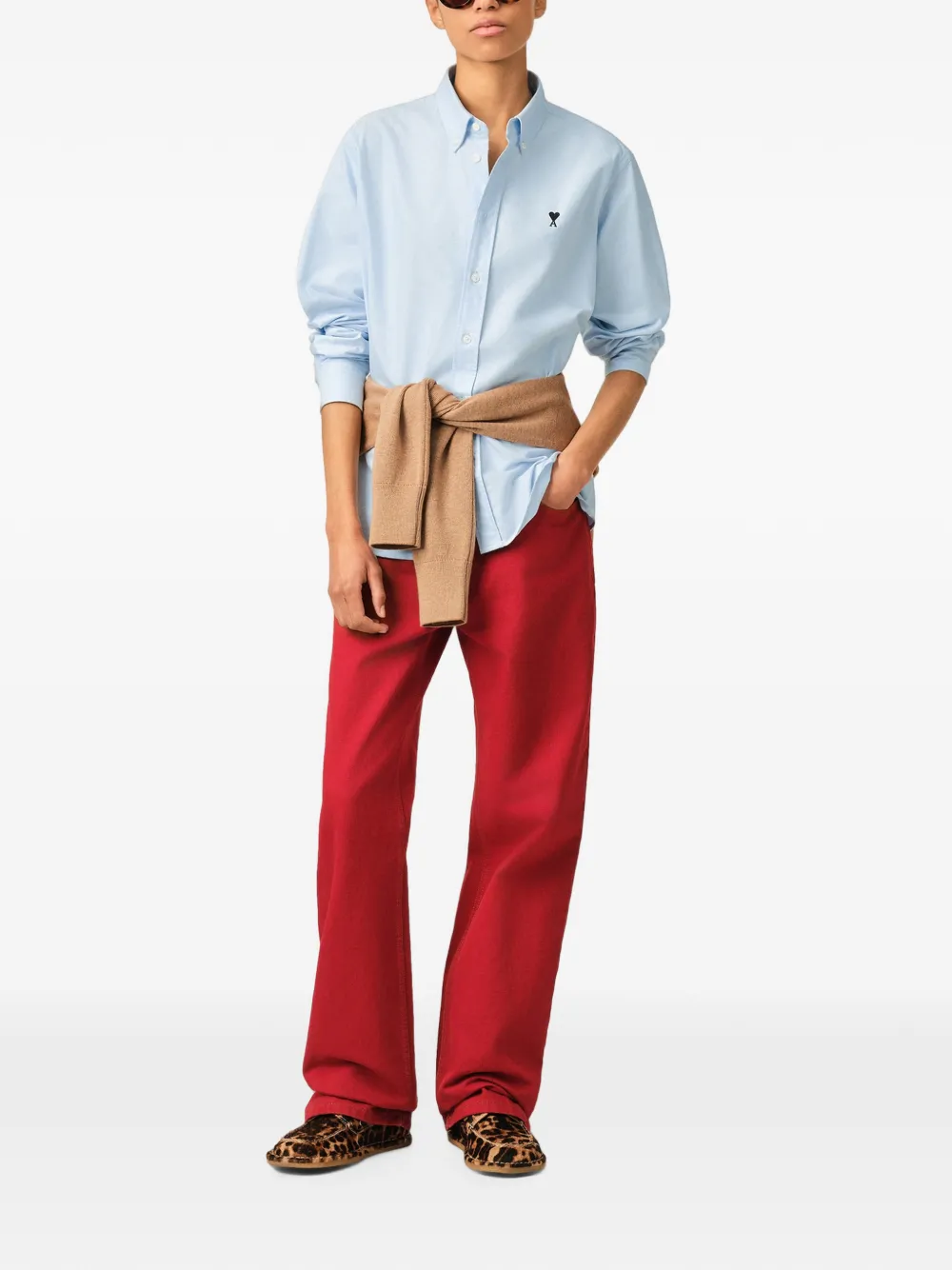 AMI Paris katoenen shirt met Ami de Coeur Blauw