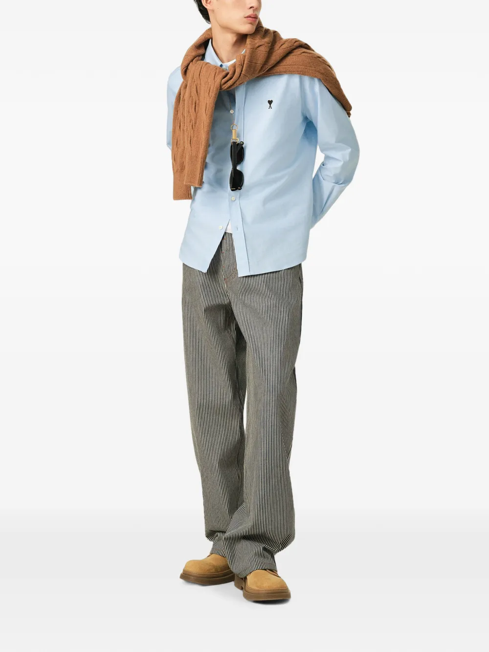 AMI Paris katoenen shirt met Ami de Coeur Blauw
