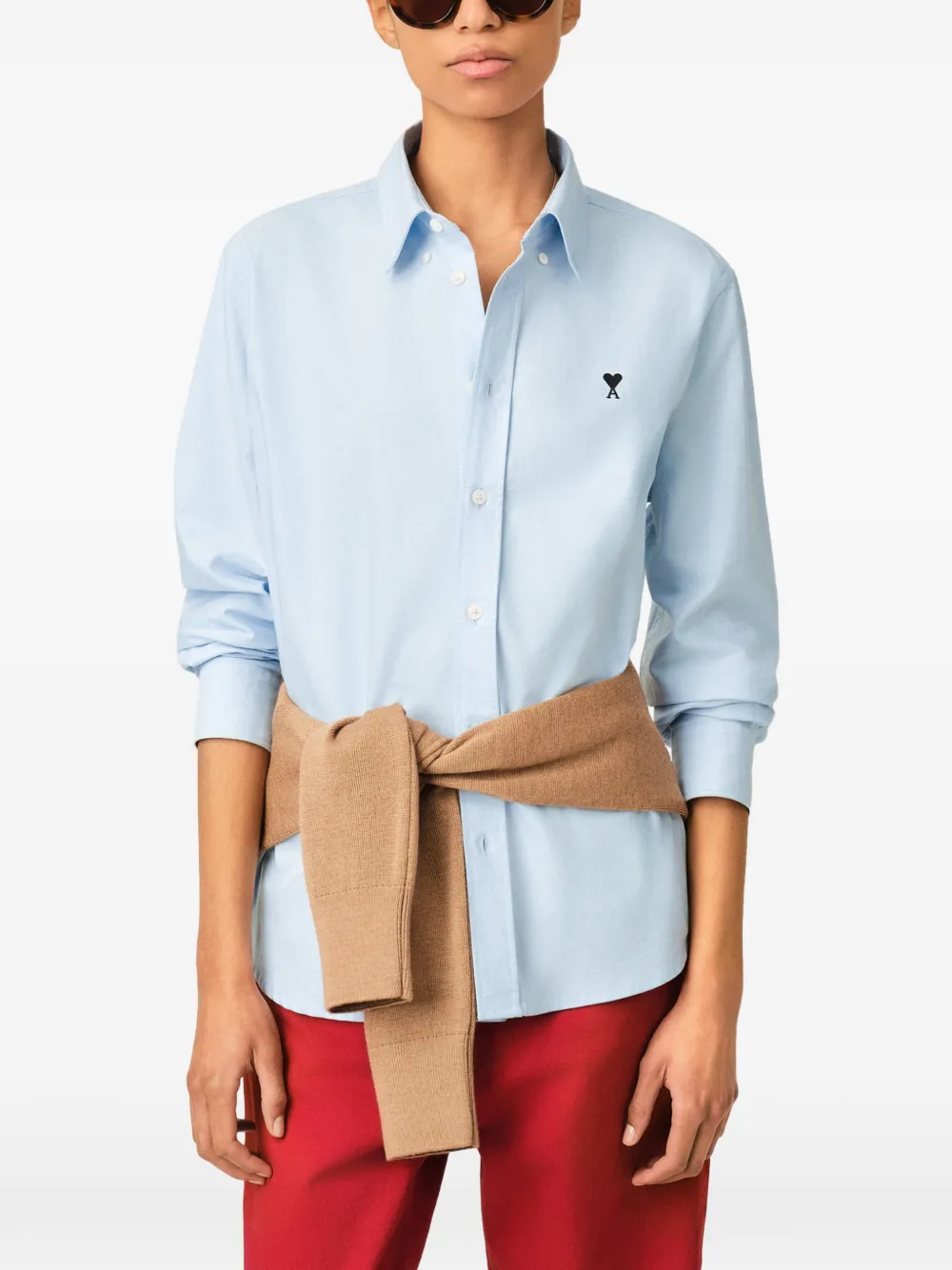 AMI Paris katoenen shirt met Ami de Coeur Blauw
