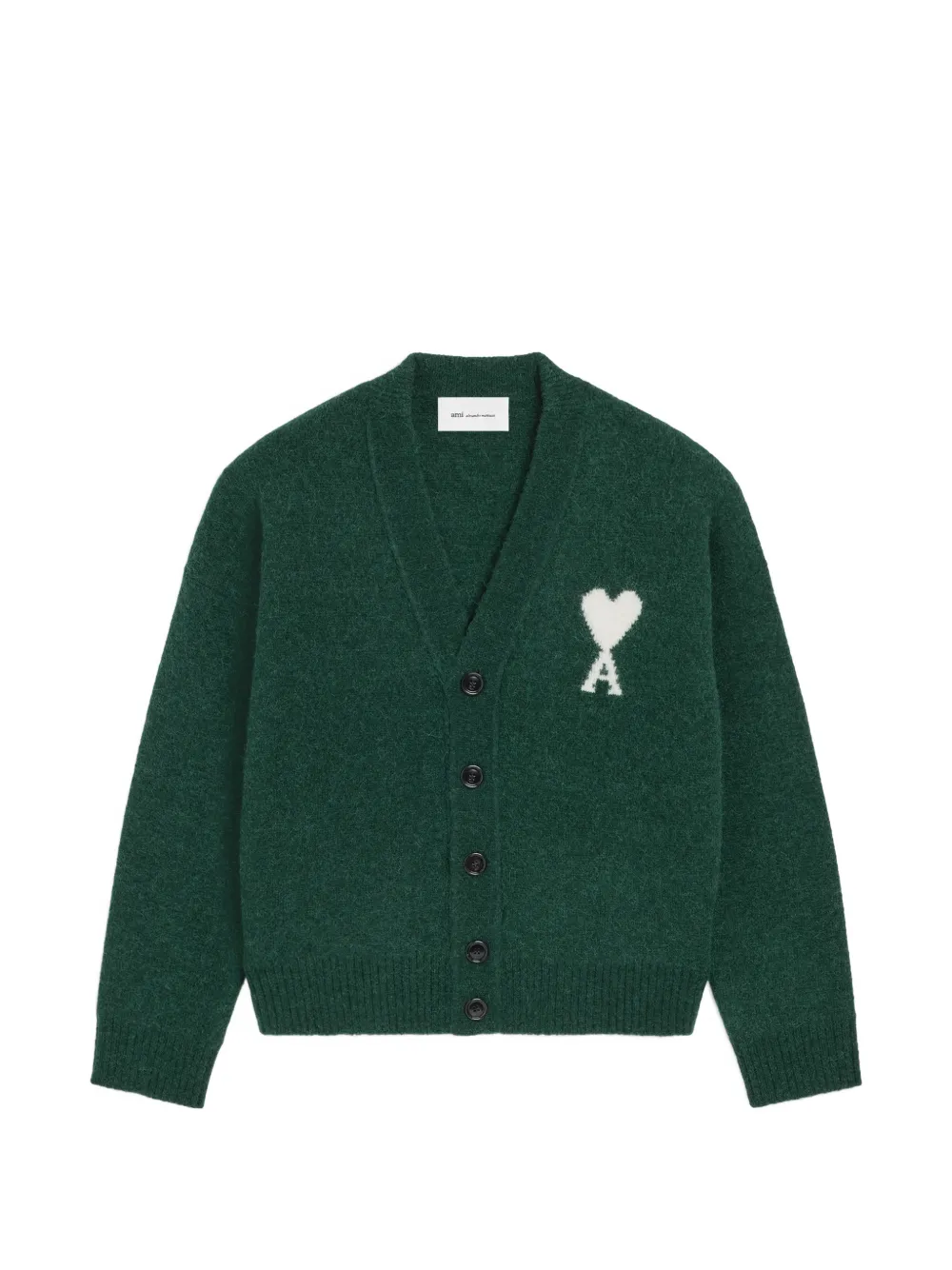 AMI Paris alpaca cardigan with Ami de Coeur - Verde