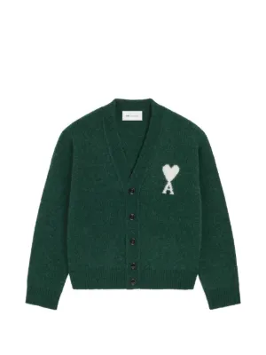 AMI Paris Ami De Coeur Cardigan | Black | FARFETCH CA
