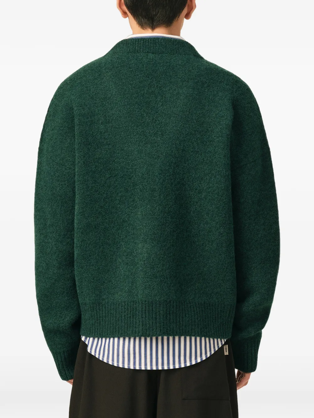 AMI Paris Alpaca vest met Ami de Coeur Groen