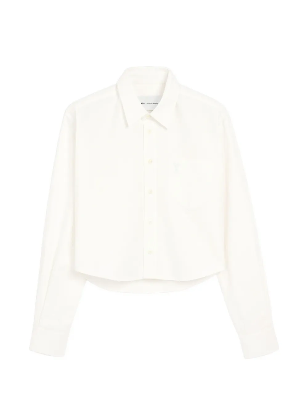 AMI Paris cotton cropped shirt with embossed Ami de Coeur - Weiß