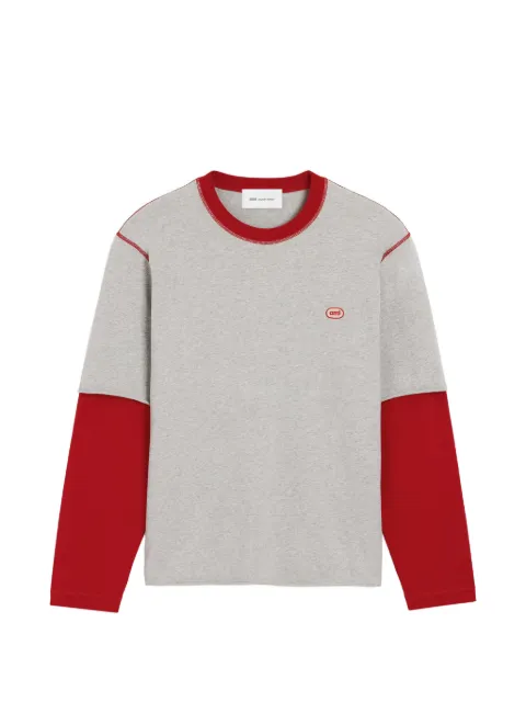 AMI Paris double-sleeves cotton T-shirt with Ami patch