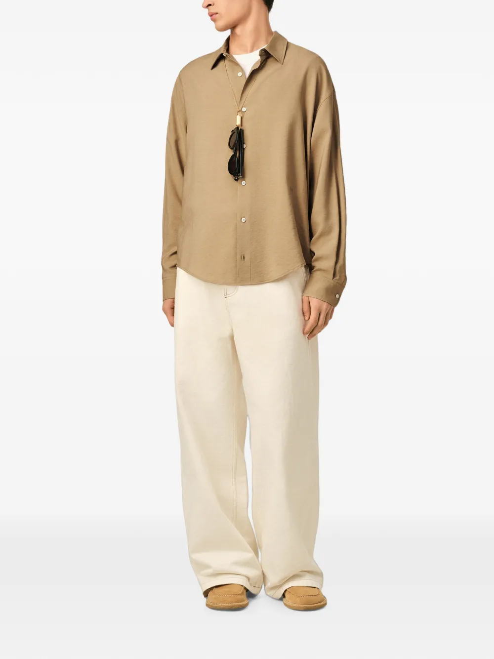 AMI Paris Boxy viscose twill shirt Beige