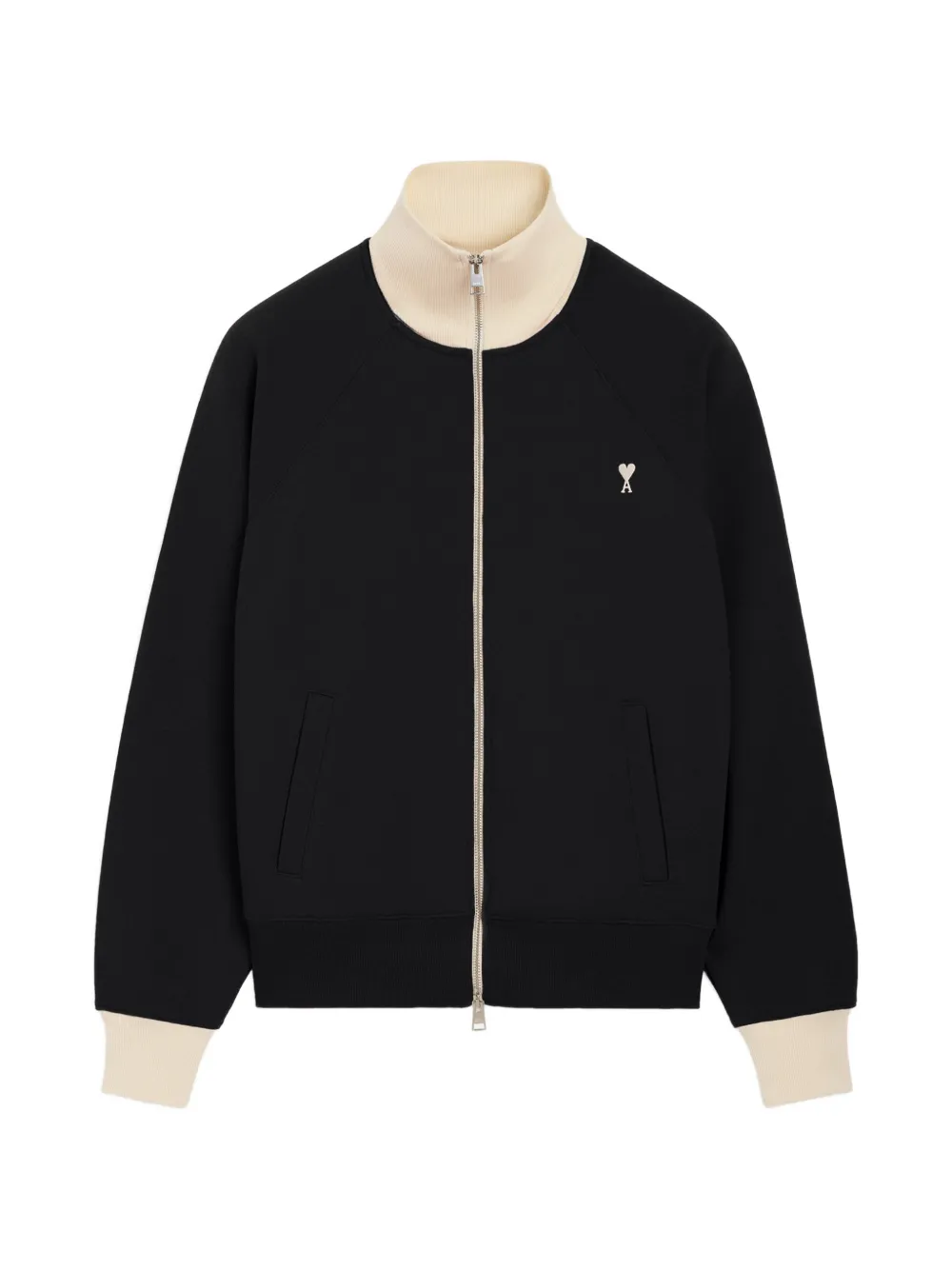 AMI Paris Felpa Ami de Coeur in cotone con zip - Nero