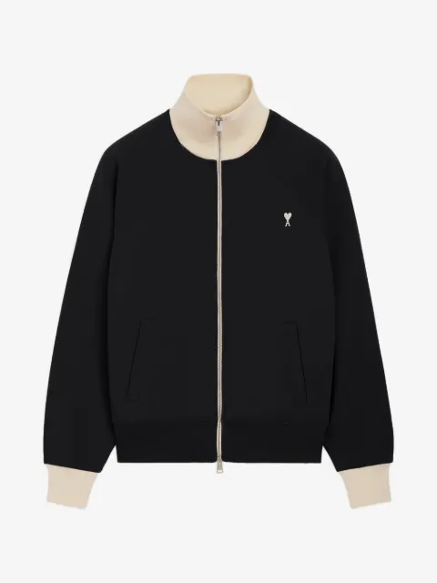 AMI Paris zipped cotton sweatshirt with Ami de Coeur