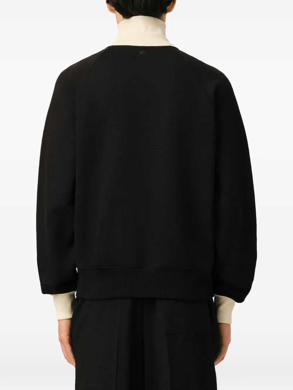 AMI Paris Katoenen sweater met Ami de Coeur en rits Zwart