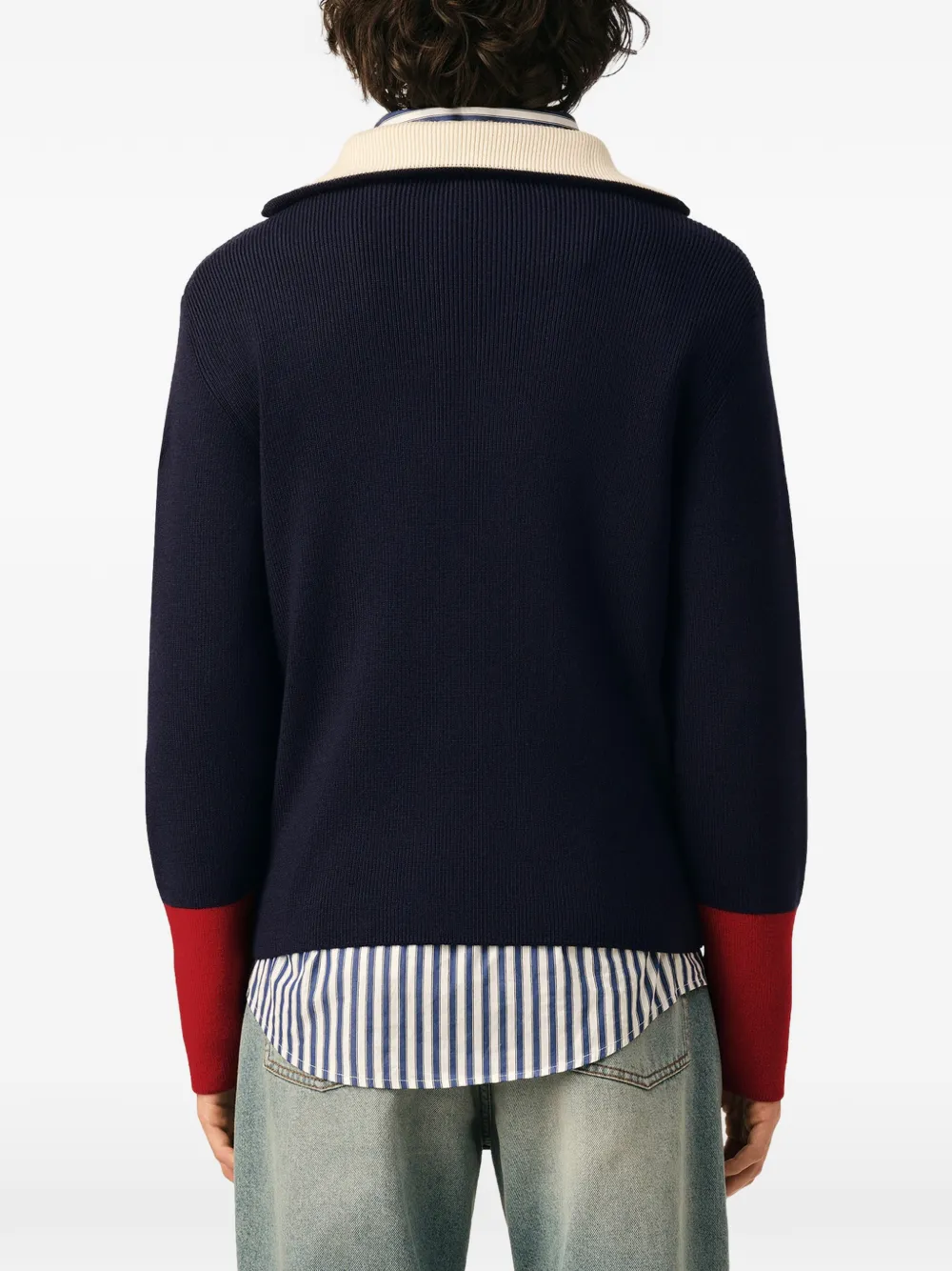 AMI Paris Trui met colourblocking en rits Blauw